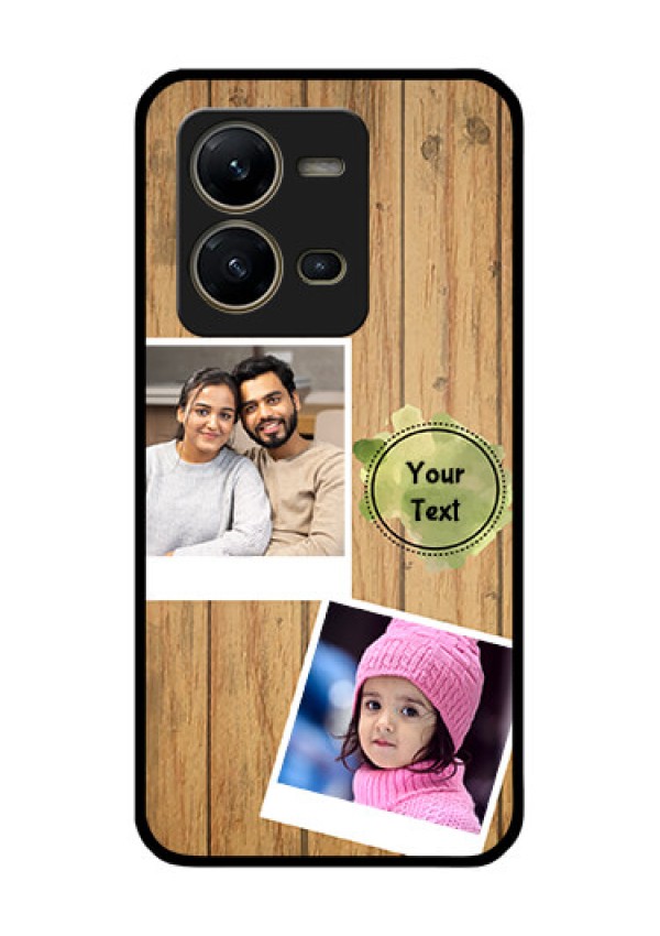 Vivo V25 5G Custom Glass Phone Case - Wooden Texture Design