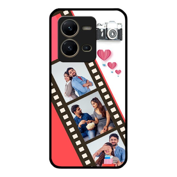 Vivo V25 5G Personalized Glass Phone Case - 3 Image Holder with Film Reel Vivo V25 5G Personalized Glass Phone Case - 3 Image Holder with Film Reel