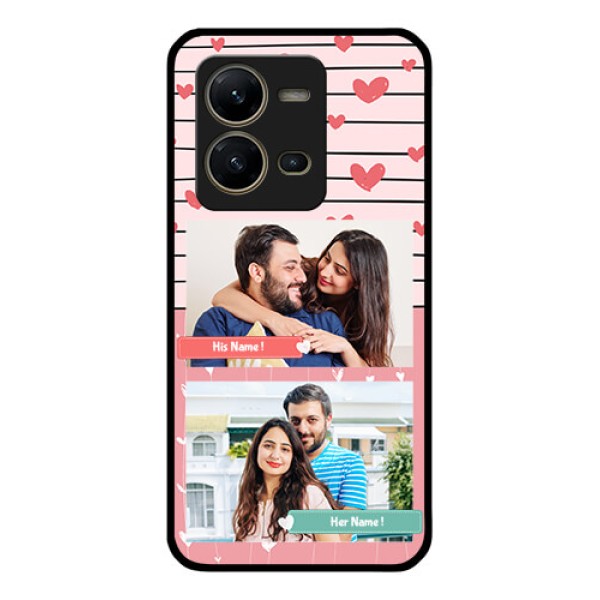 Vivo V25 5G Custom Glass Mobile Case - Photo with Heart Design