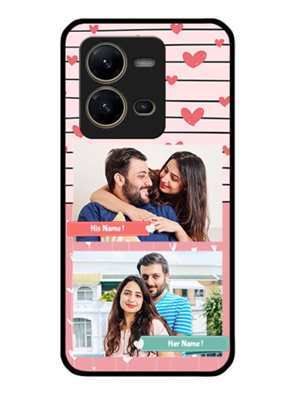 Custom Vivo V25 5G Custom Glass Mobile Case - Photo with Heart Design