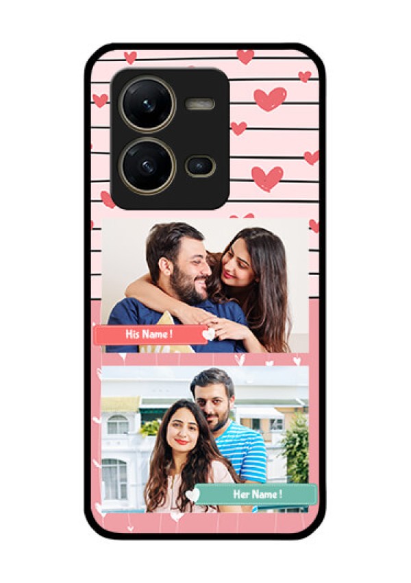 Vivo V25 5G Custom Glass Mobile Case - Photo with Heart Design