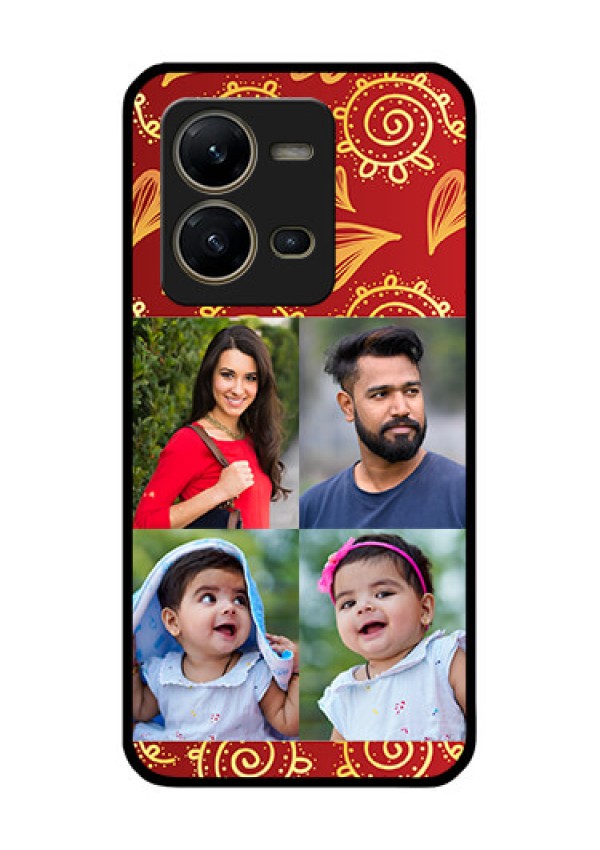Vivo V25 5G Photo Printing on Glass Case - 4 Image Traditional Design