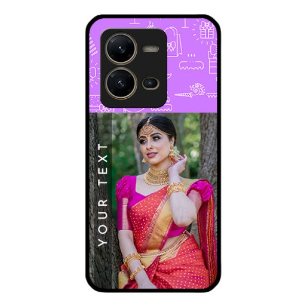 Vivo V25 5G Custom Glass Mobile Case - Birthday Icons Design