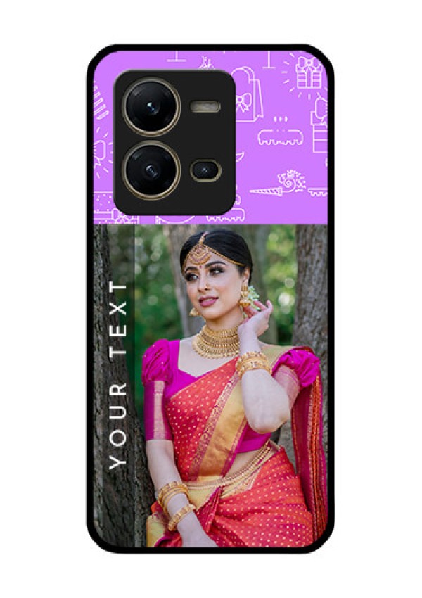 Vivo V25 5G Custom Glass Mobile Case - Birthday Icons Design