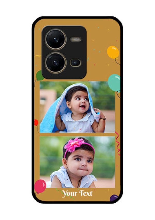 Vivo V25 5G Personalized Glass Phone Case - Image Holder with Birthday Celebrations Design