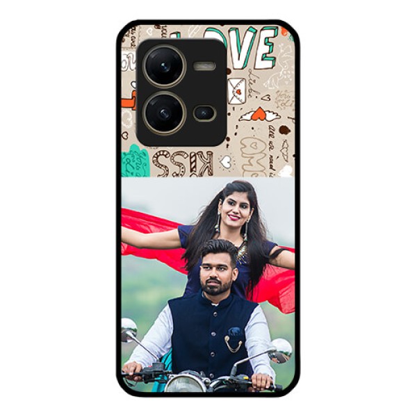 Vivo V25 5G Custom Glass Phone Case - Love Doodle Pattern