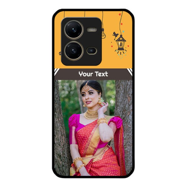 Vivo V25 5G Custom Glass Mobile Case - with Family Picture and Icons Vivo V25 5G Custom Glass Mobile Case - with Family Picture and Icons