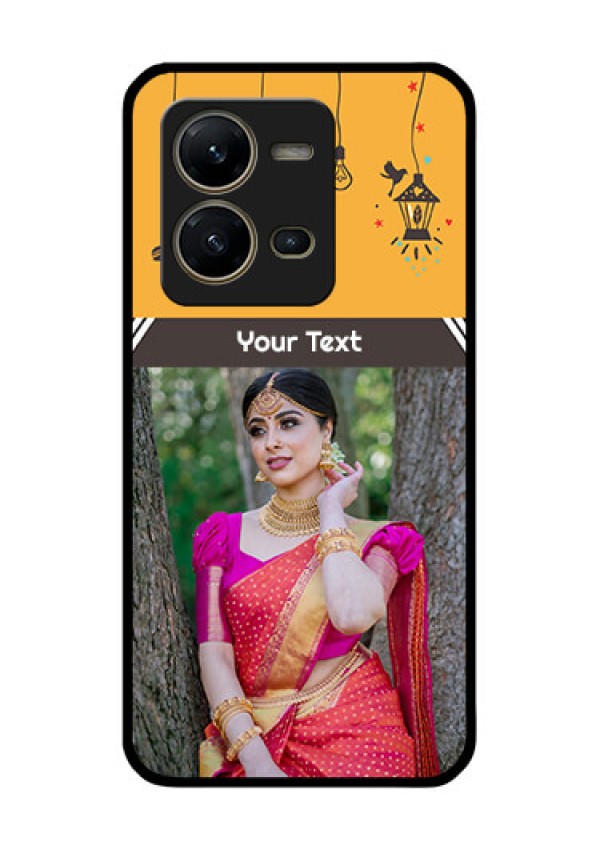 Vivo V25 5G Custom Glass Mobile Case - with Family Picture and Icons