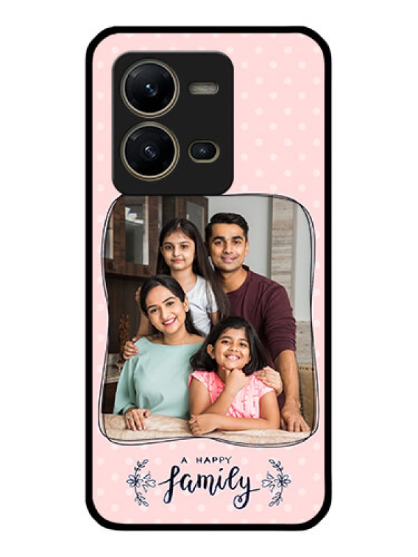 Custom Vivo V25 5G Custom Glass Phone Case - Family with Dots Design