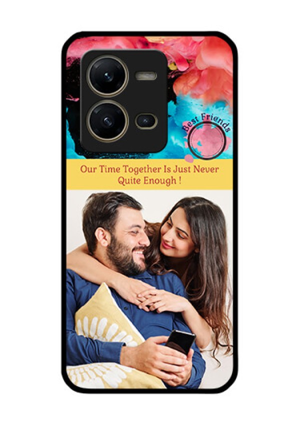 Vivo V25 5G Custom Glass Mobile Case - Quote with Acrylic Painting Design