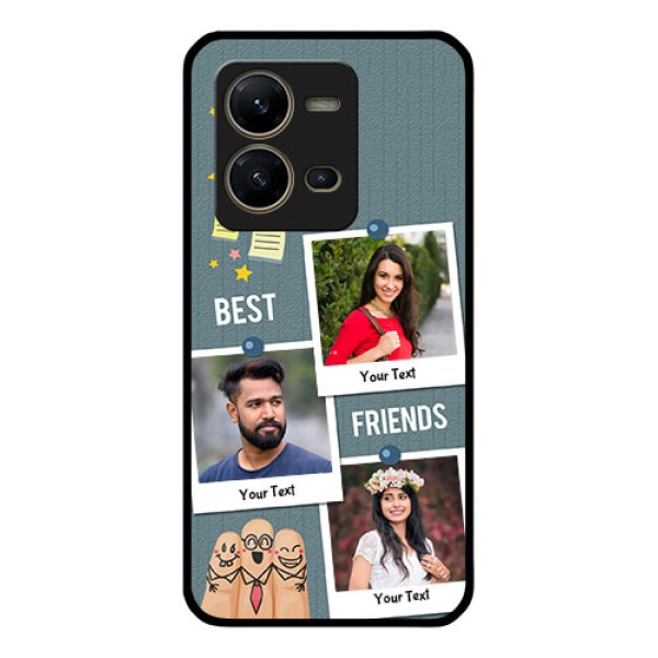 Vivo V25 5G Personalized Glass Phone Case - Sticky Frames and Friendship Design Vivo V25 5G Personalized Glass Phone Case - Sticky Frames and Friendship Design
