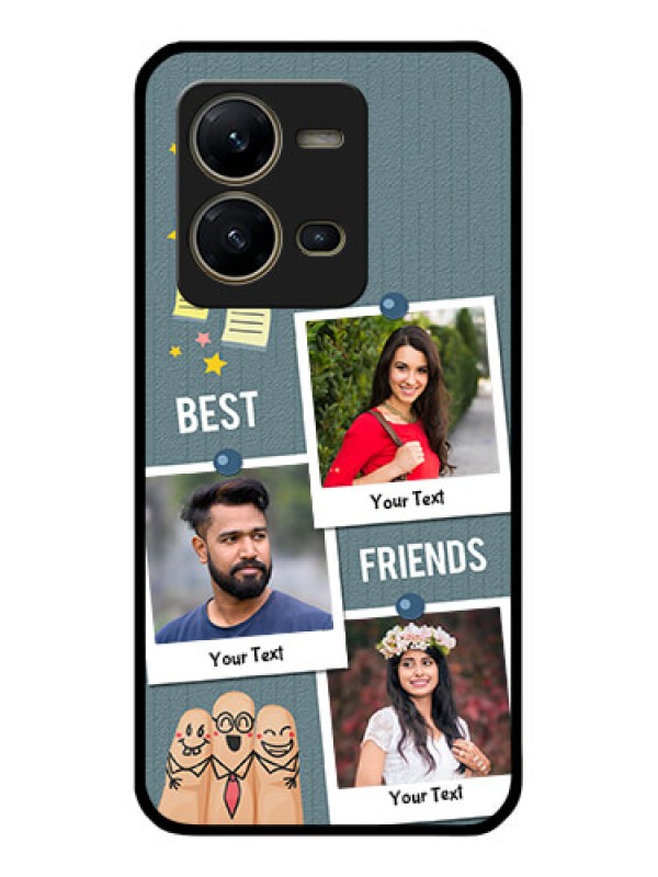 Custom Vivo V25 5G Personalized Glass Phone Case - Sticky Frames and Friendship Design