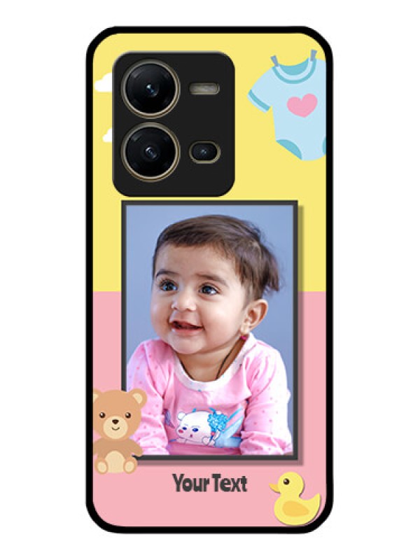 Custom Vivo V25 5G Photo Printing on Glass Case - Kids 2 Color Design