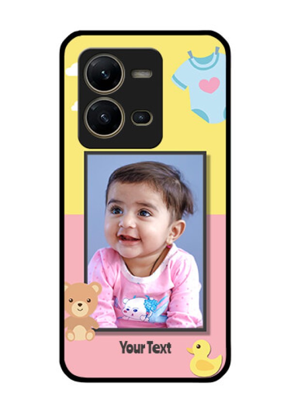 Vivo V25 5G Photo Printing on Glass Case - Kids 2 Color Design