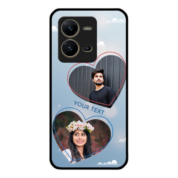 Vivo V25 5G Custom Glass Mobile Case - Blue Color Couple Design