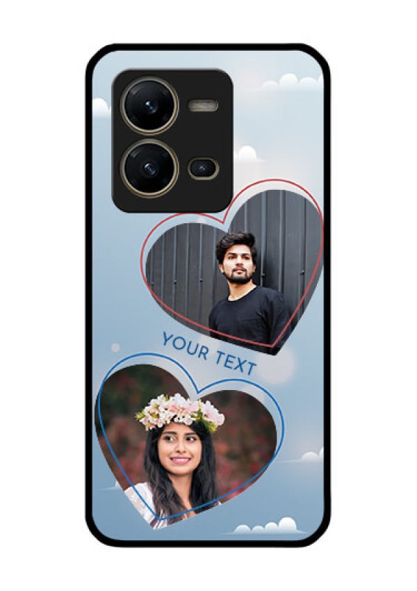 Vivo V25 5G Custom Glass Mobile Case - Blue Color Couple Design