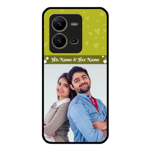 Vivo V25 5G Custom Glass Phone Case - You & Me Heart Design Vivo V25 5G Custom Glass Phone Case - You & Me Heart Design
