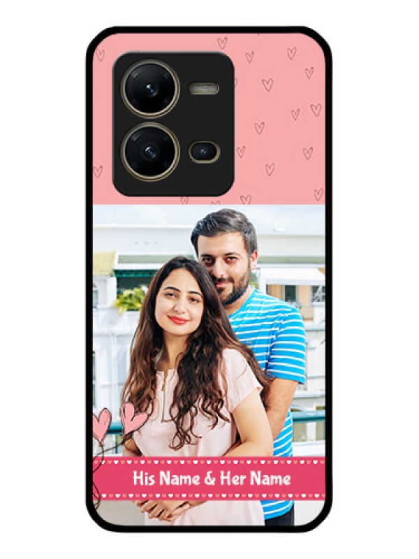 Custom Vivo V25 5G Personalized Glass Phone Case - Love Design Peach Color