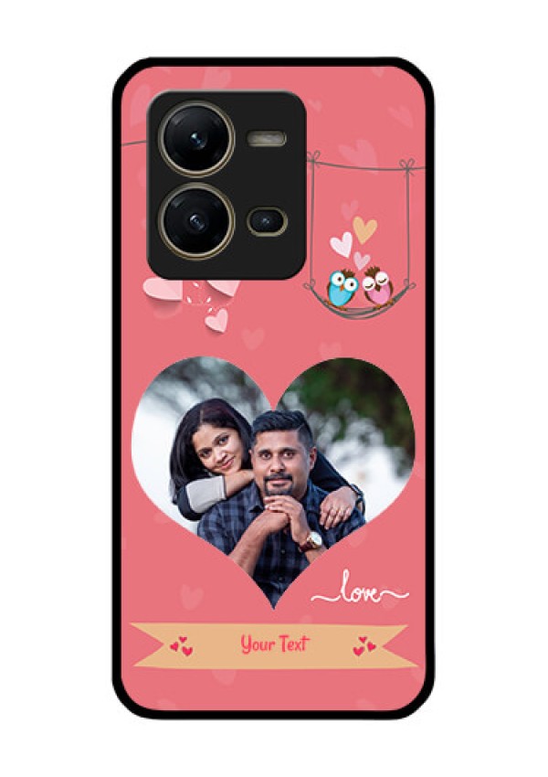 Vivo V25 5G Personalized Glass Phone Case - Peach Color Love Design