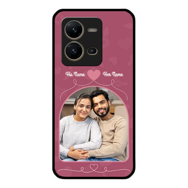 Vivo V25 5G Photo Printing on Glass Case - Love Floral Design
