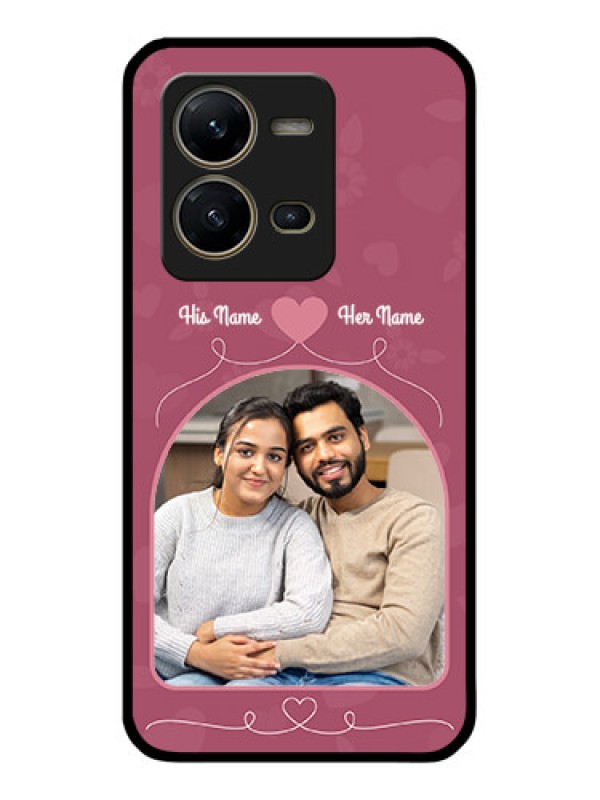 Custom Vivo V25 5G Photo Printing on Glass Case - Love Floral Design