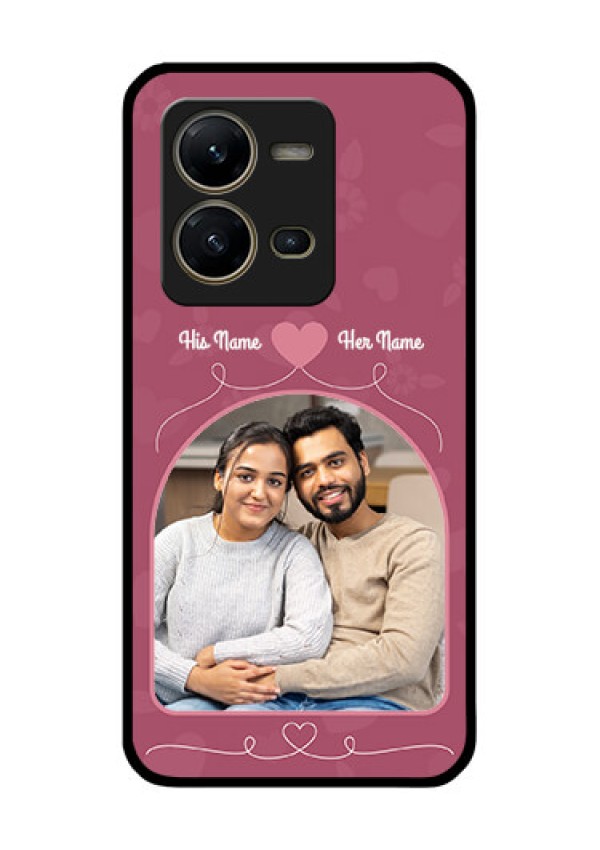 Vivo V25 5G Photo Printing on Glass Case - Love Floral Design