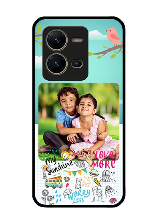 Vivo V25 5G Photo Printing on Glass Case - Doodle love Design