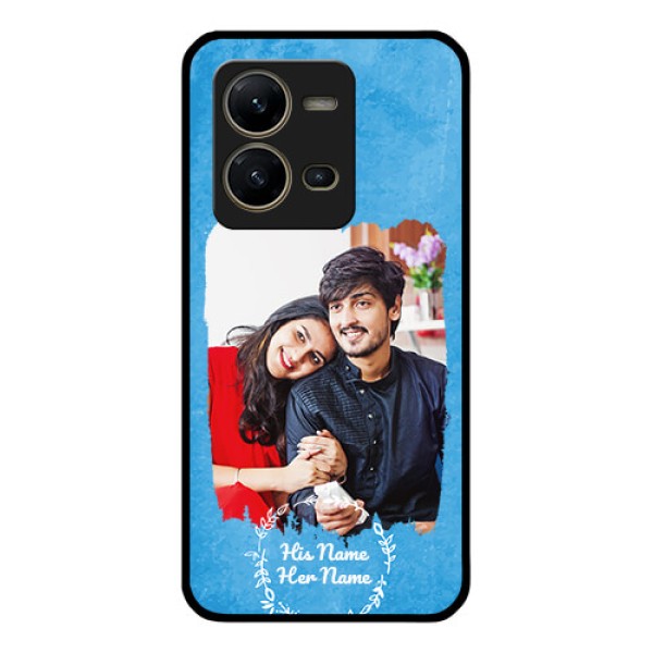 Vivo V25 5G Custom Glass Phone Case - Blue Color Vintage Design