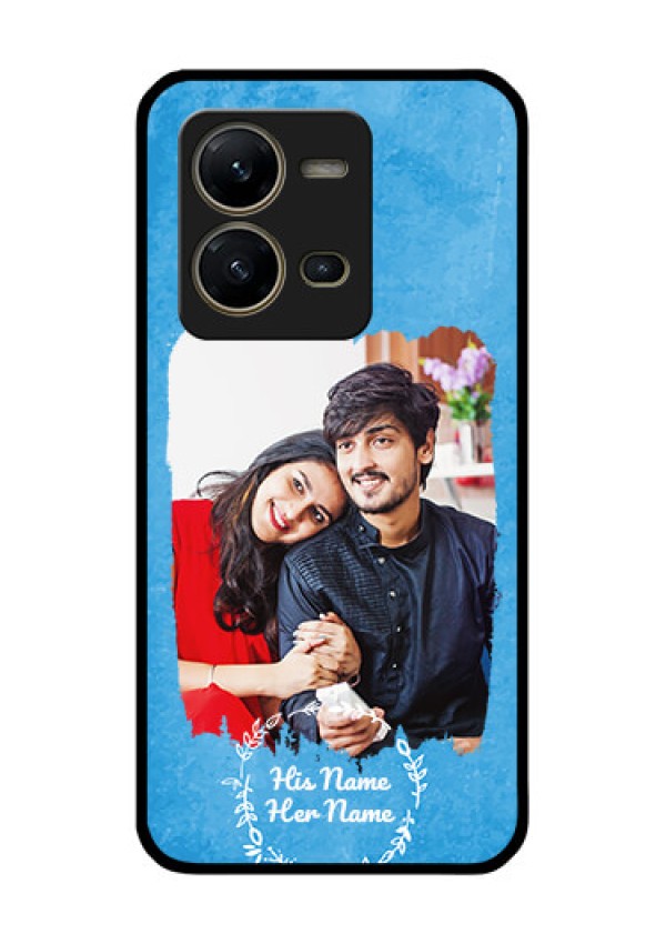 Vivo V25 5G Custom Glass Phone Case - Blue Color Vintage Design