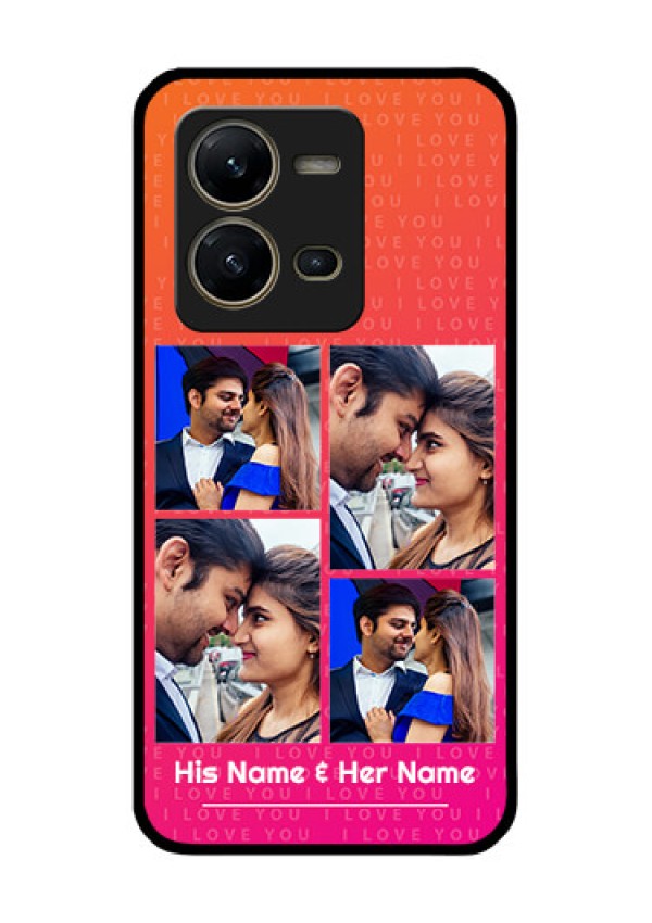 Vivo V25 5G Custom Glass Phone Case - I Love You Pink Design