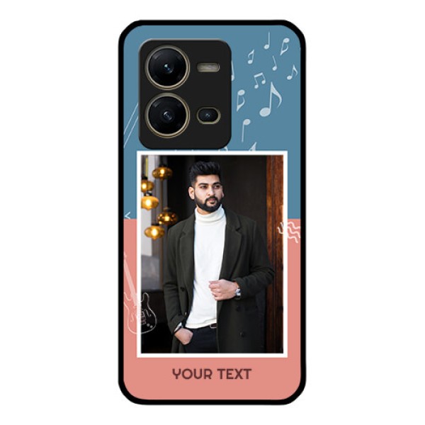 Vivo V25 5G Photo Printing on Glass Case - with Color Musical Note Design Vivo V25 5G Photo Printing on Glass Case - with Color Musical Note Design
