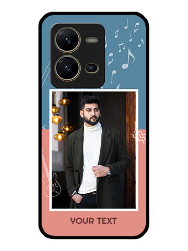 Custom Vivo V25 5G Photo Printing on Glass Case - with Color Musical Note Design