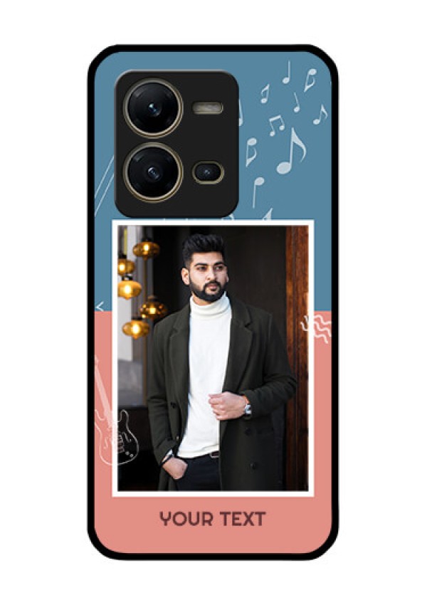 Vivo V25 5G Photo Printing on Glass Case - with Color Musical Note Design