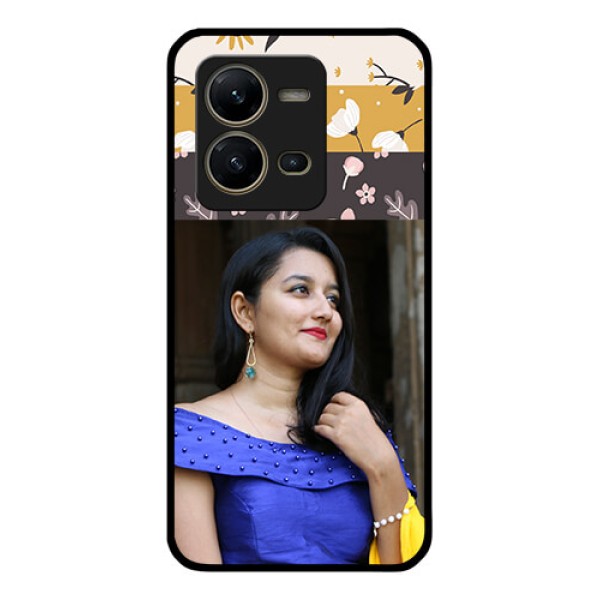 Vivo V25 5G Custom Glass Phone Case - Stylish Floral Design