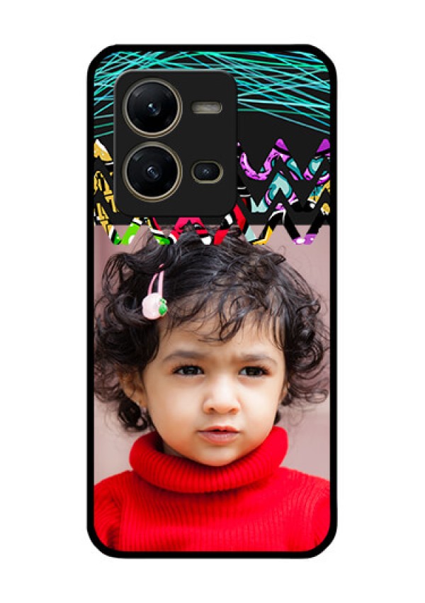 Vivo V25 5G Personalized Glass Phone Case - Neon Abstract Design