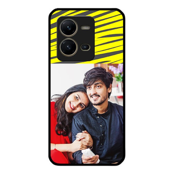 Vivo V25 5G Photo Printing on Glass Case - Yellow Abstract Design