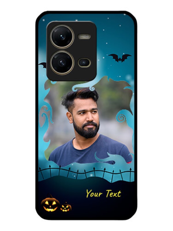 Custom Vivo V25 5G Custom Glass Phone Case - Halloween frame design