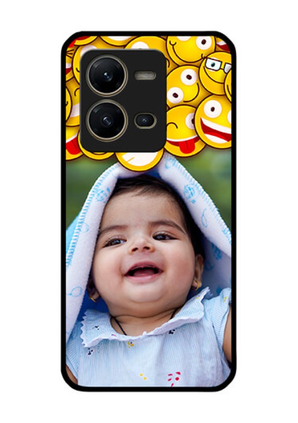 Vivo V25 5G Custom Glass Mobile Case - with Smiley Emoji Design