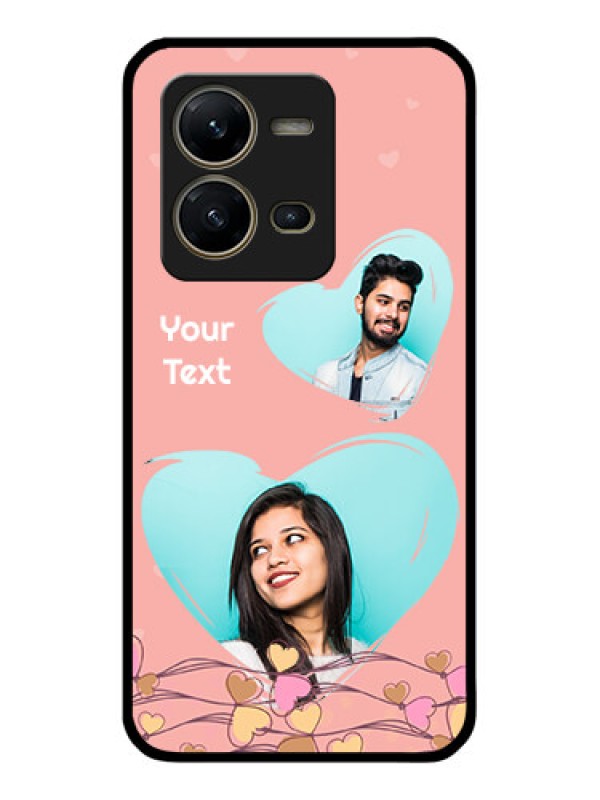 Custom Vivo V25 5G Custom Glass Mobile Case - Love Doodle Design