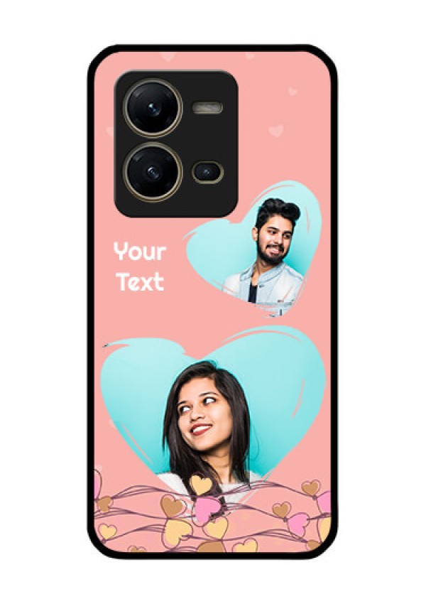 Vivo V25 5G Custom Glass Mobile Case - Love Doodle Design