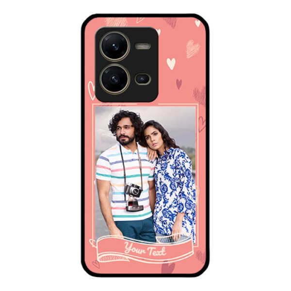Vivo V25 5G Custom Glass Phone Case - Love doodle art Design