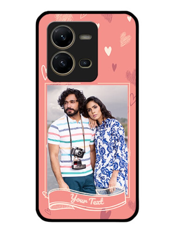Custom Vivo V25 5G Custom Glass Phone Case - Love doodle art Design