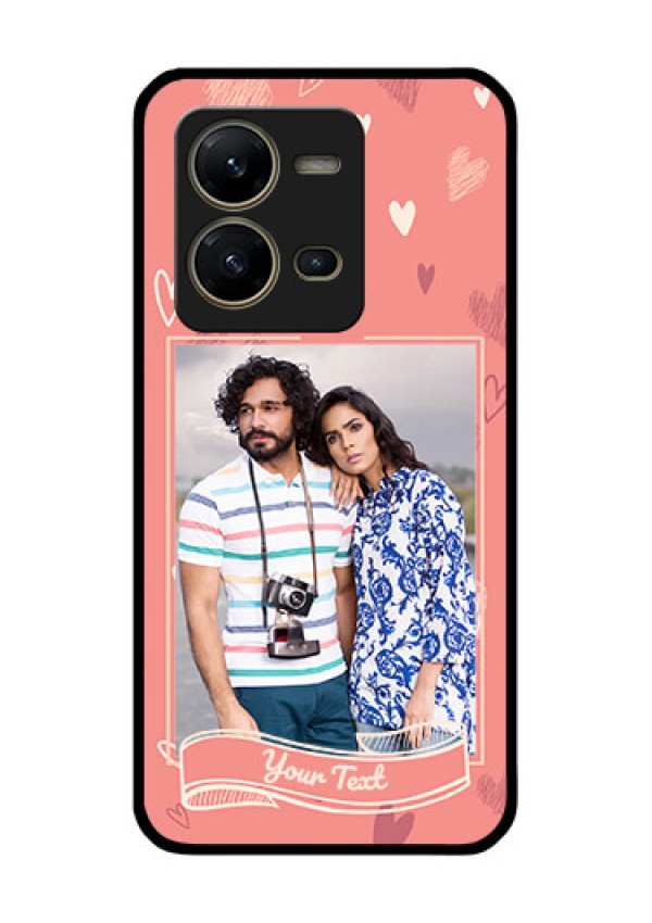 Vivo V25 5G Custom Glass Phone Case - Love doodle art Design