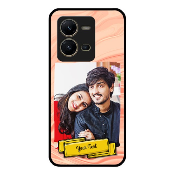 Vivo V25 5G Personalized Glass Phone Case - Marble Texture Design