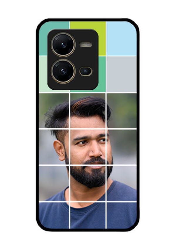 Vivo V25 5G Photo Printing on Glass Case - with white box pattern