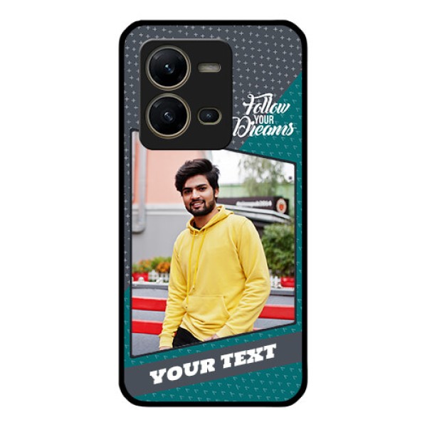 Vivo V25 5G Personalized Glass Phone Case - Background Pattern Design with Quote Vivo V25 5G Personalized Glass Phone Case - Background Pattern Design with Quote