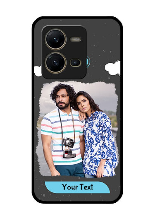 Vivo V25 5G Custom Glass Phone Case - Splashes with love doodles Design