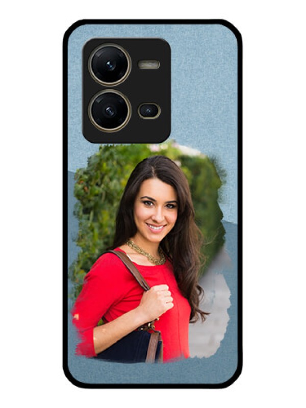 Custom Vivo V25 5G Custom Glass Mobile Case - Grunge Line Art Design