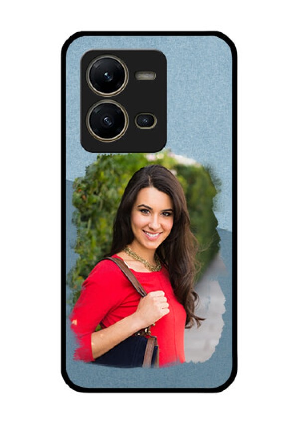 Vivo V25 5G Custom Glass Mobile Case - Grunge Line Art Design