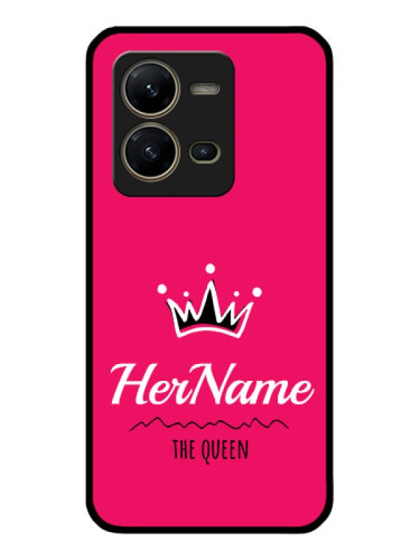 Custom Vivo V25 5G Glass Phone Case Queen with Name